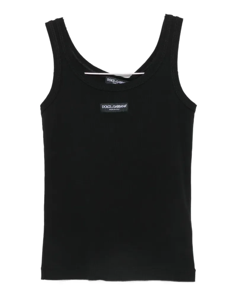 Dolce & Gabbana logo-patch ribbed-knit tank top - Schwarz Schwarz