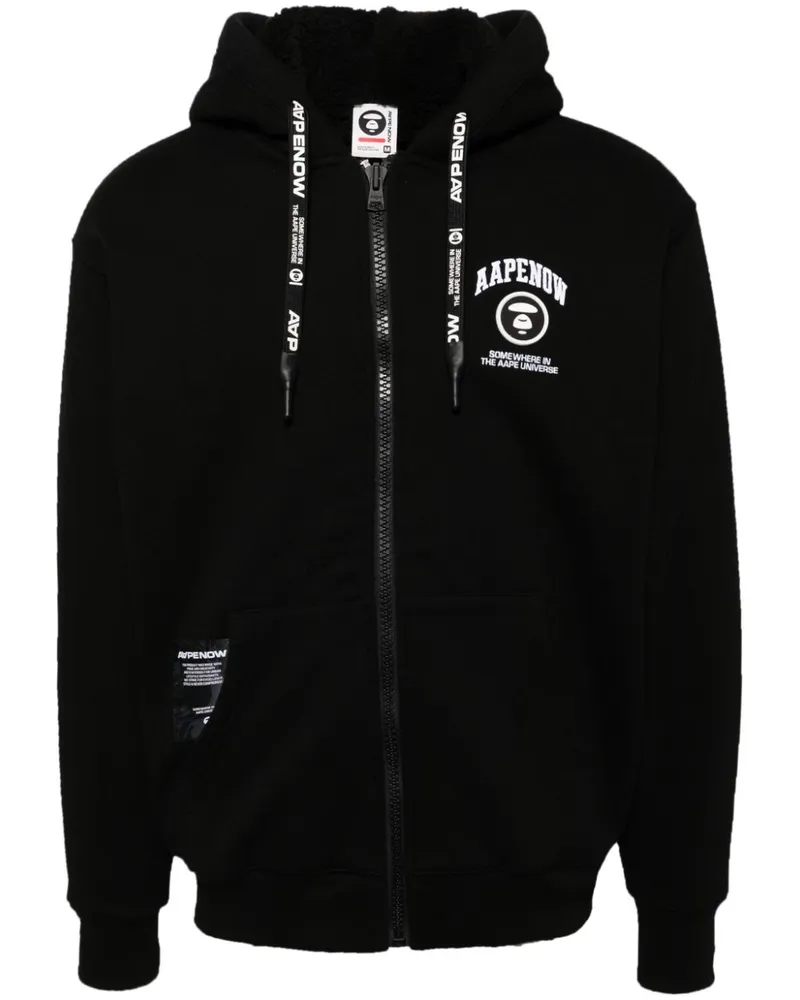 BAPE Kapuzenjacke mit Logo-Patch - Schwarz Schwarz