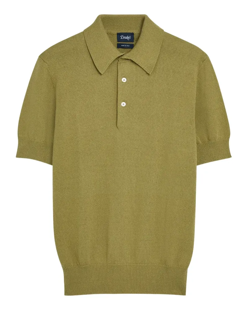 Drake's short-sleeve knitted polo shirt - Grün Grün
