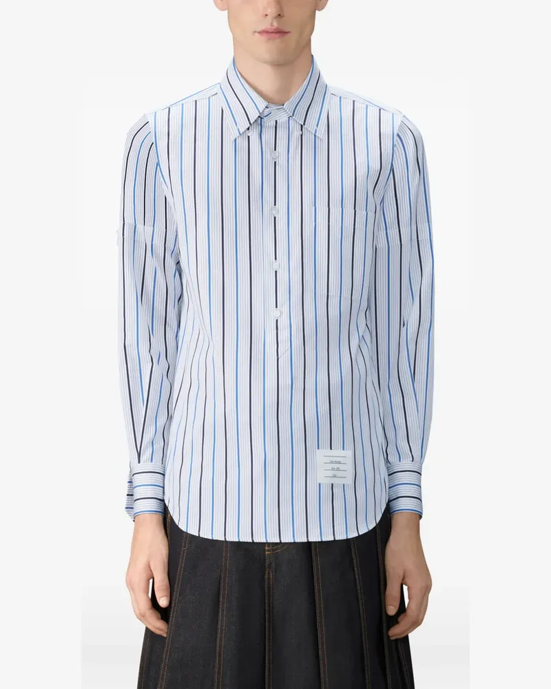 Thom Browne Gestreiftes Hemd aus Popeline - Weiß Weiß