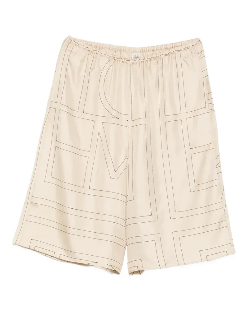 Totême monogram-embroidered culottes - Nude Nude