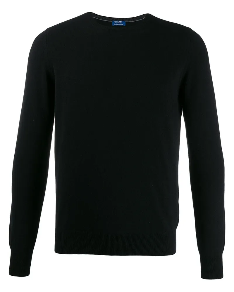 BARBA Pullover mit Rundhalsausschnitt Schwarz