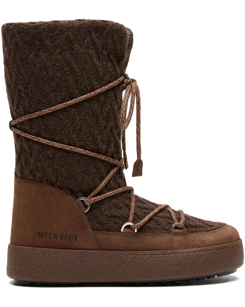 Moon Boot Gestrickte Schnürstiefel - Braun Braun