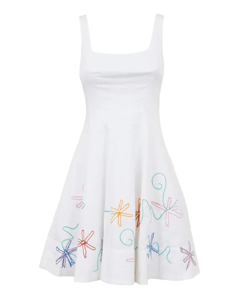 STAUD Besticktes Wells Midikleid - Weiß Weiß
