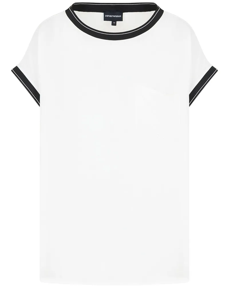 Emporio Armani Kurzärmelige Chiffonbluse - Weiß Weiß
