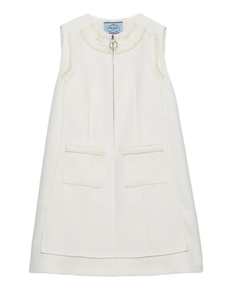 Prada Besticktes Minikleid aus Natté-Stoff - Weiß Weiß