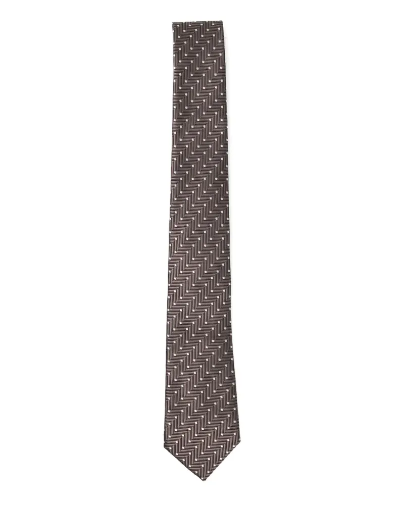 Giorgio Armani Seidenkrawatte mit geometrischem Print - Braun Braun
