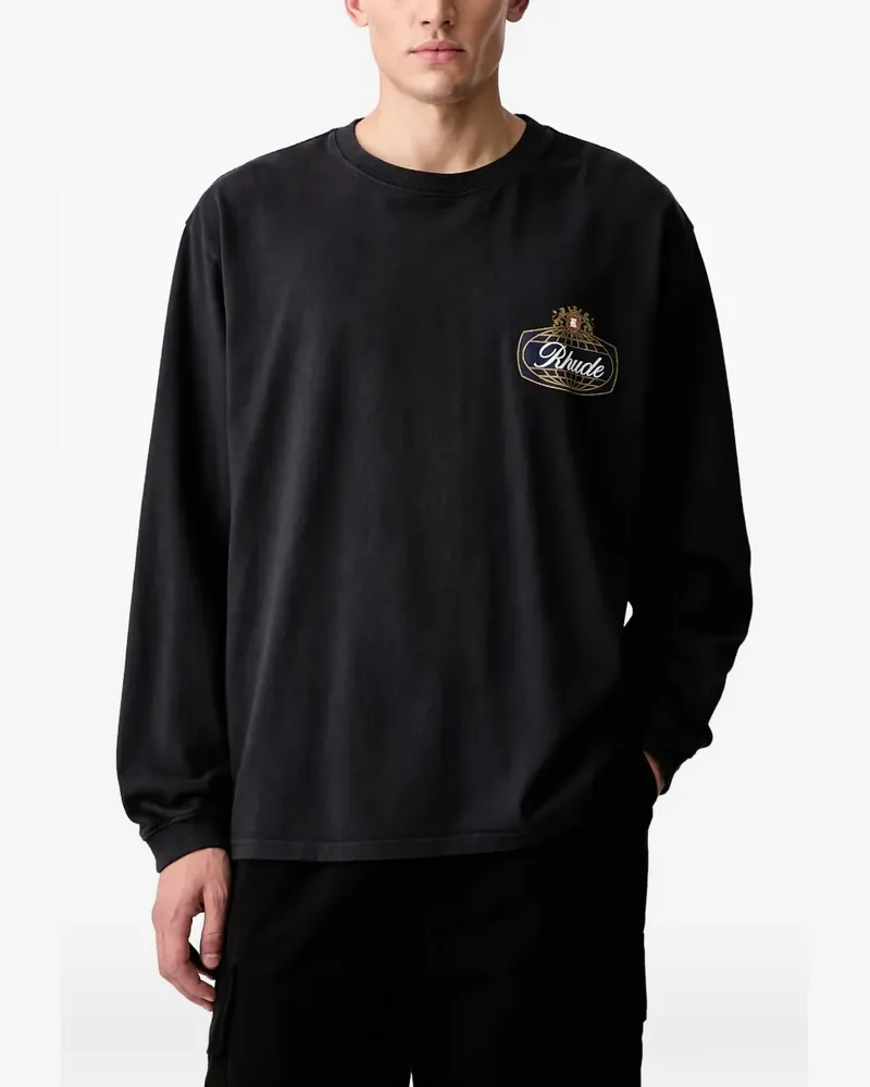 RHUDE Langarmshirt mit Logo-Print - Schwarz Schwarz