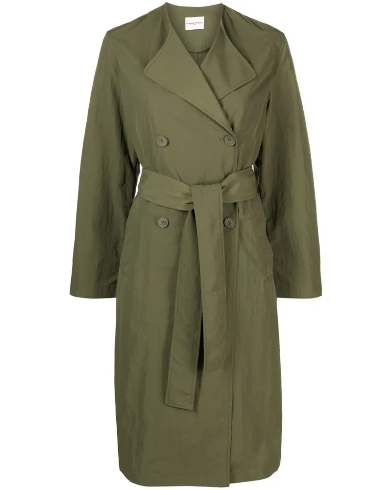 Claudie Pierlot Trenchcoat mit Knitteroptik Grün