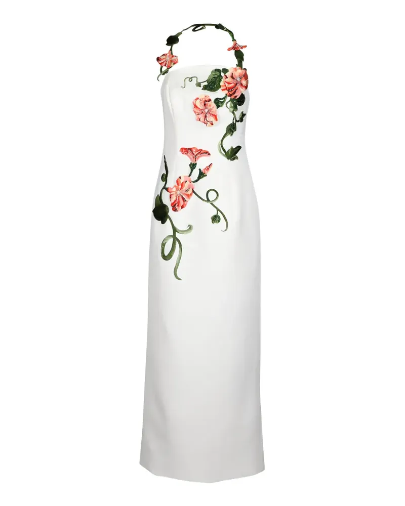 LEO LIN Neckholder-Kleid mit Applikationen - Weiß Weiß