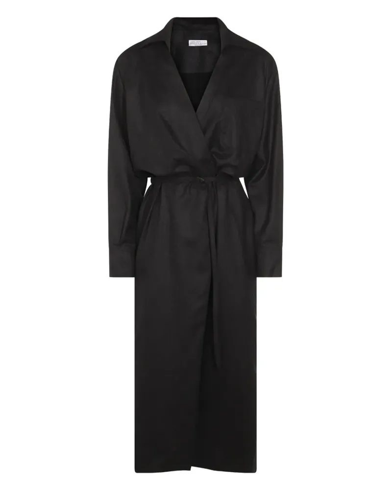 Brunello Cucinelli Hemdkleid in Wickeloptik - Schwarz Schwarz