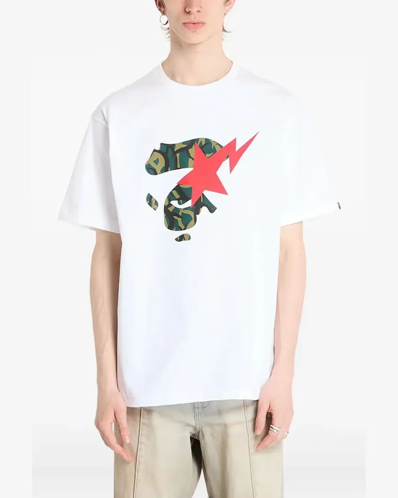 BAPE Trial T-Shirt mit Camouflage-Stern - Weiß Weiß
