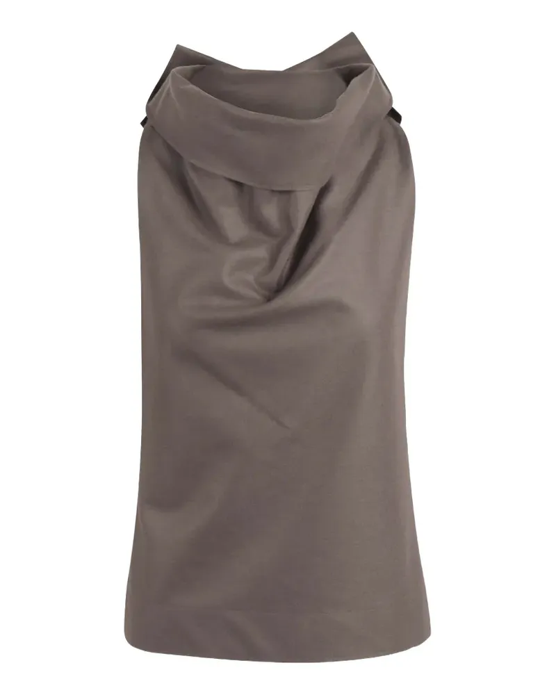 Issey Miyake Drapiertes Shell Oberteil mit Wasserfallkragen - Grau Grau