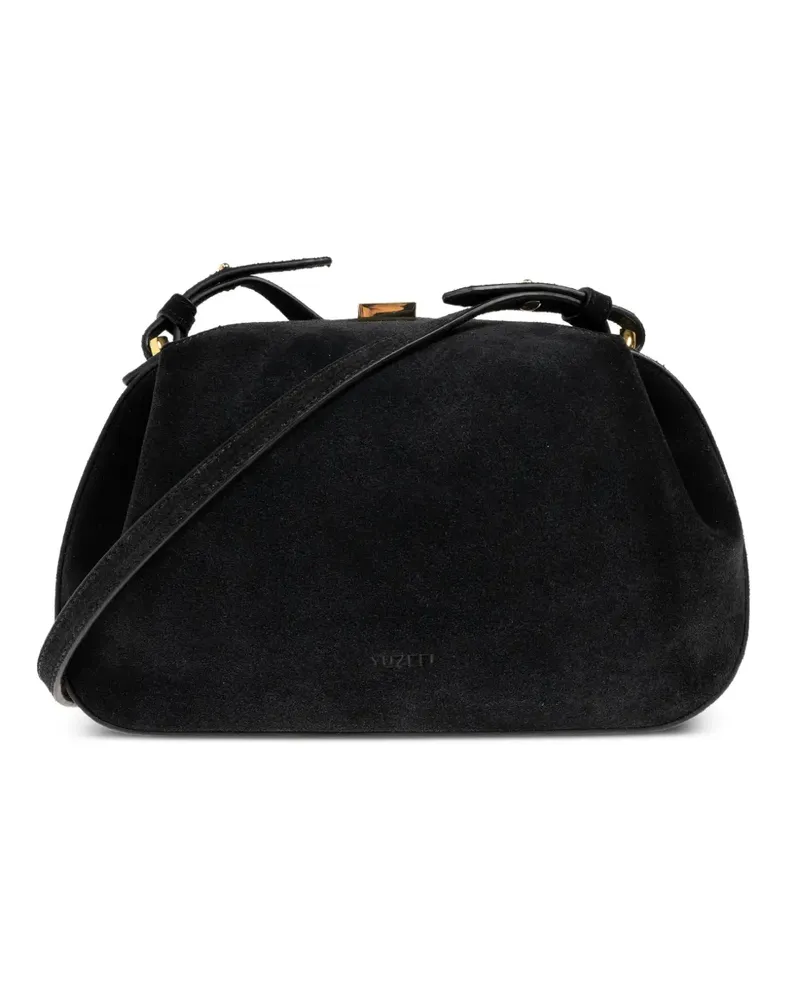 YUZEFI mini Oyster suede-finish chain-link tote bag - Schwarz Schwarz