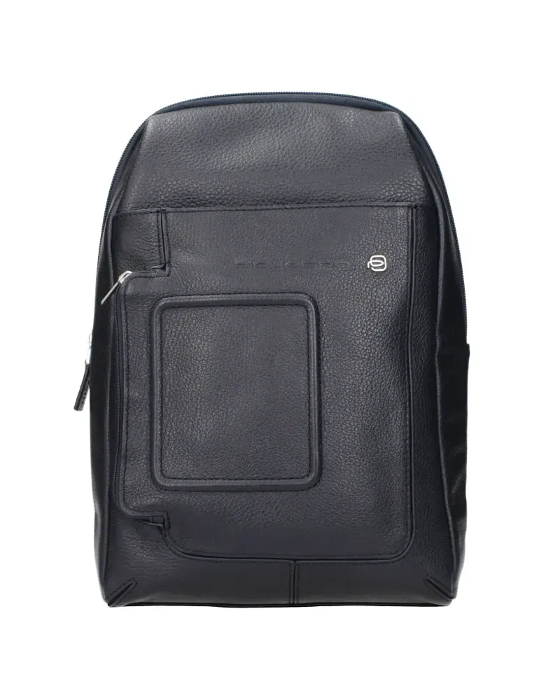 Piquadro pebbled leather cross body bag - Blau Blau