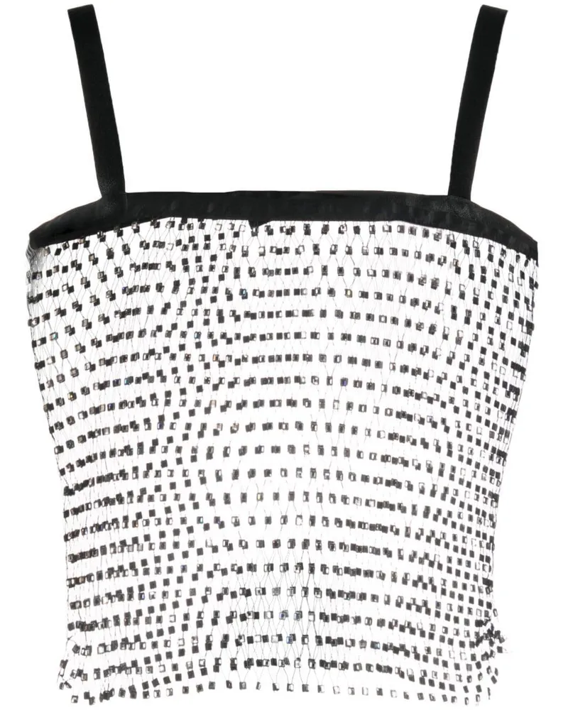 ROTATE Birger Christensen transparentes Cropped-Top mit Kristallen - Schwarz Schwarz