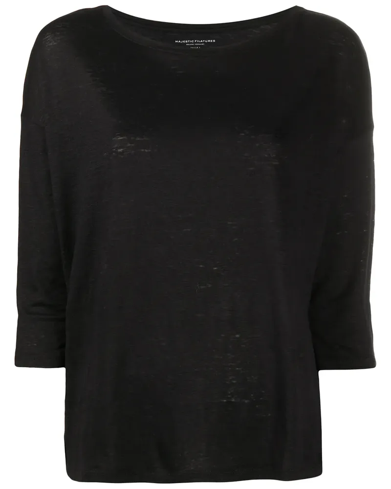 Majestic T-Shirt mit lockerem Schnitt - Schwarz Schwarz