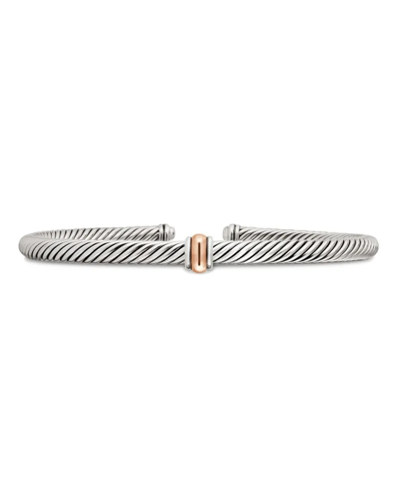 David Yurman 18kt Classic Cable Station Rotgold- und Sterlingsilberarmband (4mm Silber