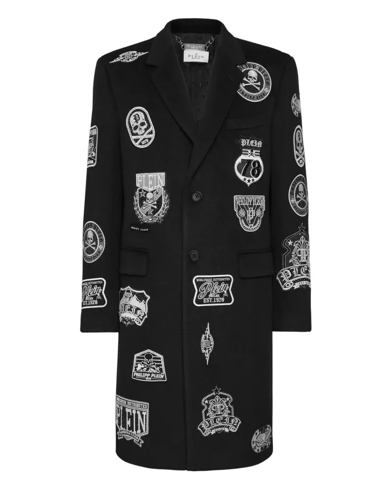 Philipp Plein Mantel mit Patches - Schwarz Schwarz