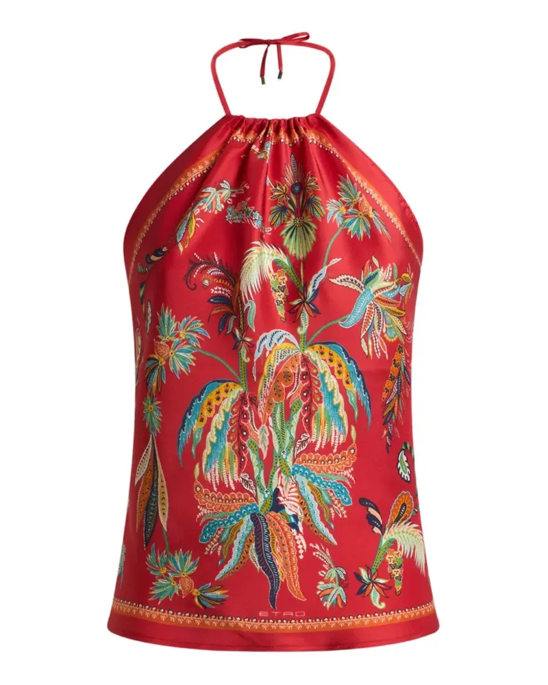 Etro paisley-print silk halterneck top - Rot Rot