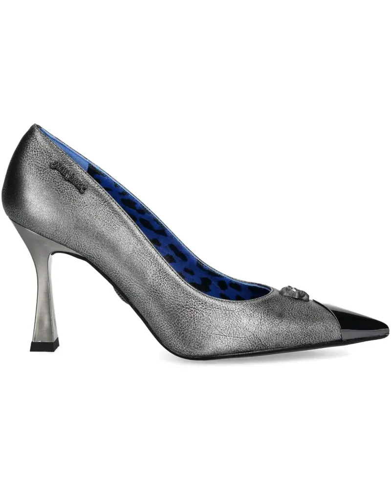 New Rock Metallic-Pumps mit Totenkopf-Detail 90mm - Silber Silber