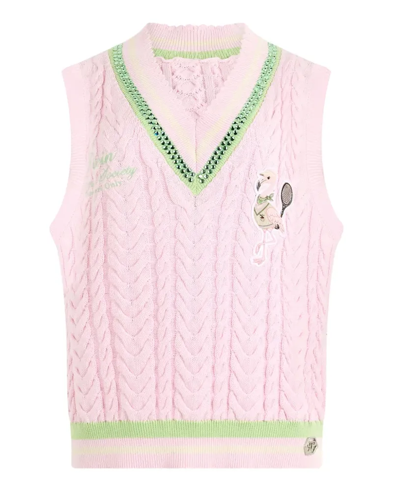 Philipp Plein V-neck cable-knit vest - Rosa Rosa