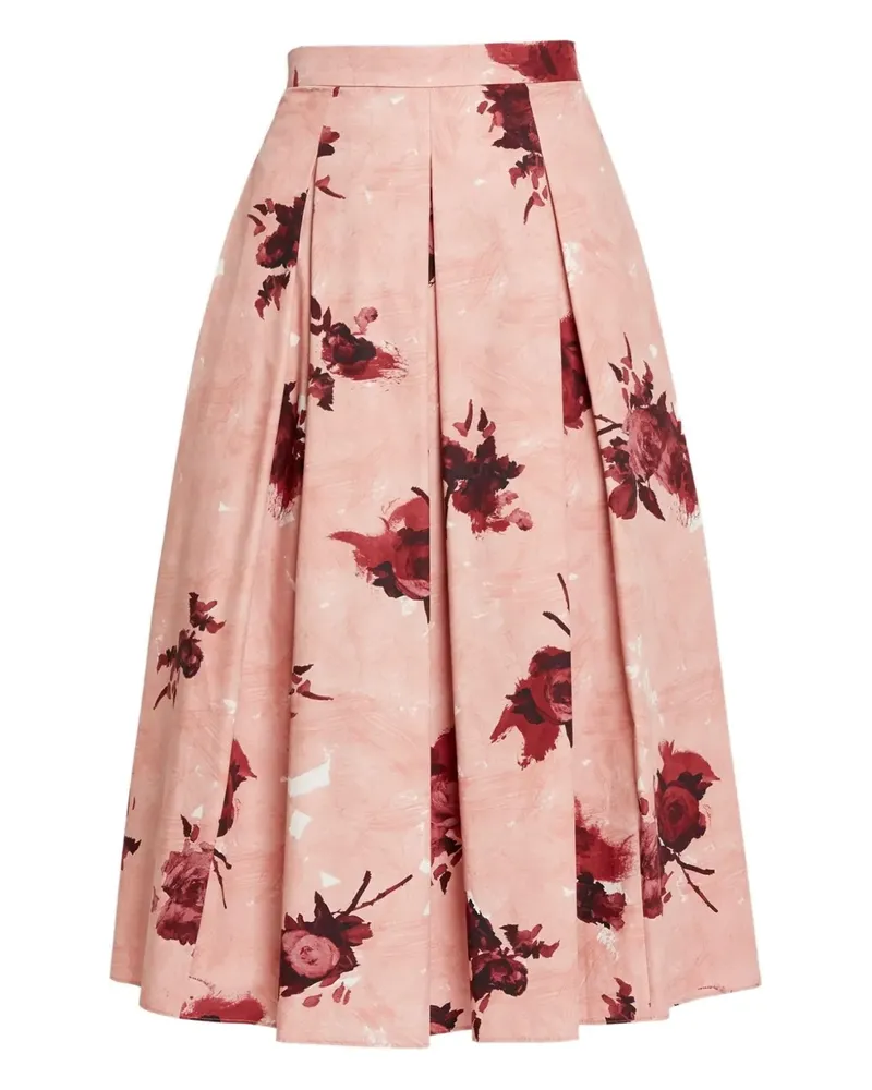 Erdem Faltenrock mit Rosen-Print - Rosa Rosa