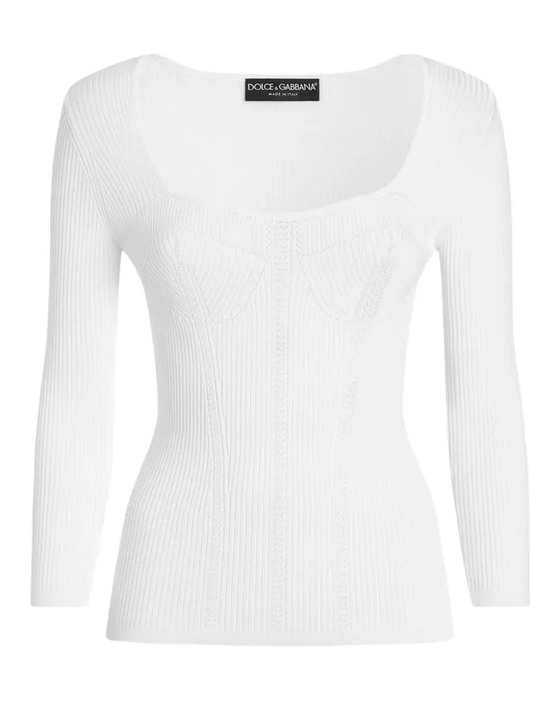 Dolce & Gabbana Gerippter Strickpullover - Weiß Weiß