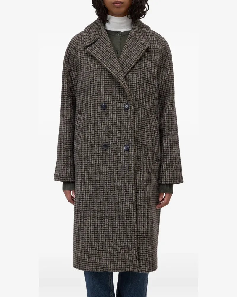 Closed double-breasted checked coat - Braun Braun