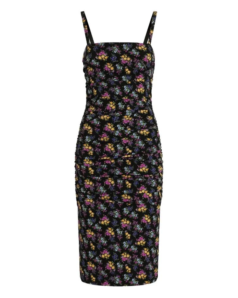 Dolce & Gabbana floral-pattern ruched midi dress - Schwarz Schwarz