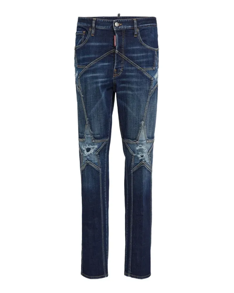 Dsquared2 642 Super Star-patchwork distressed jeans - Blau Blau