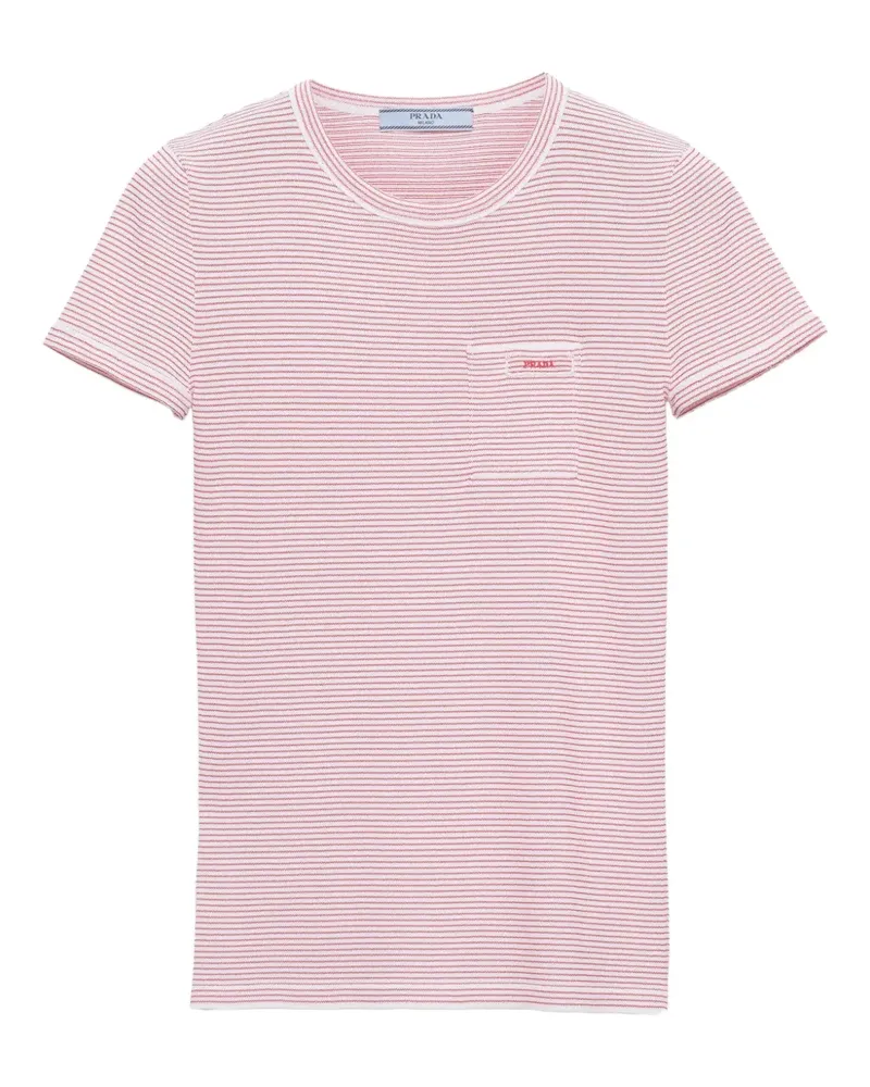 Prada Gestreiftes T-Shirt - Weiß Weiß