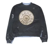 Distressed-Sweatshirt mit Logo-Print - Schwarz