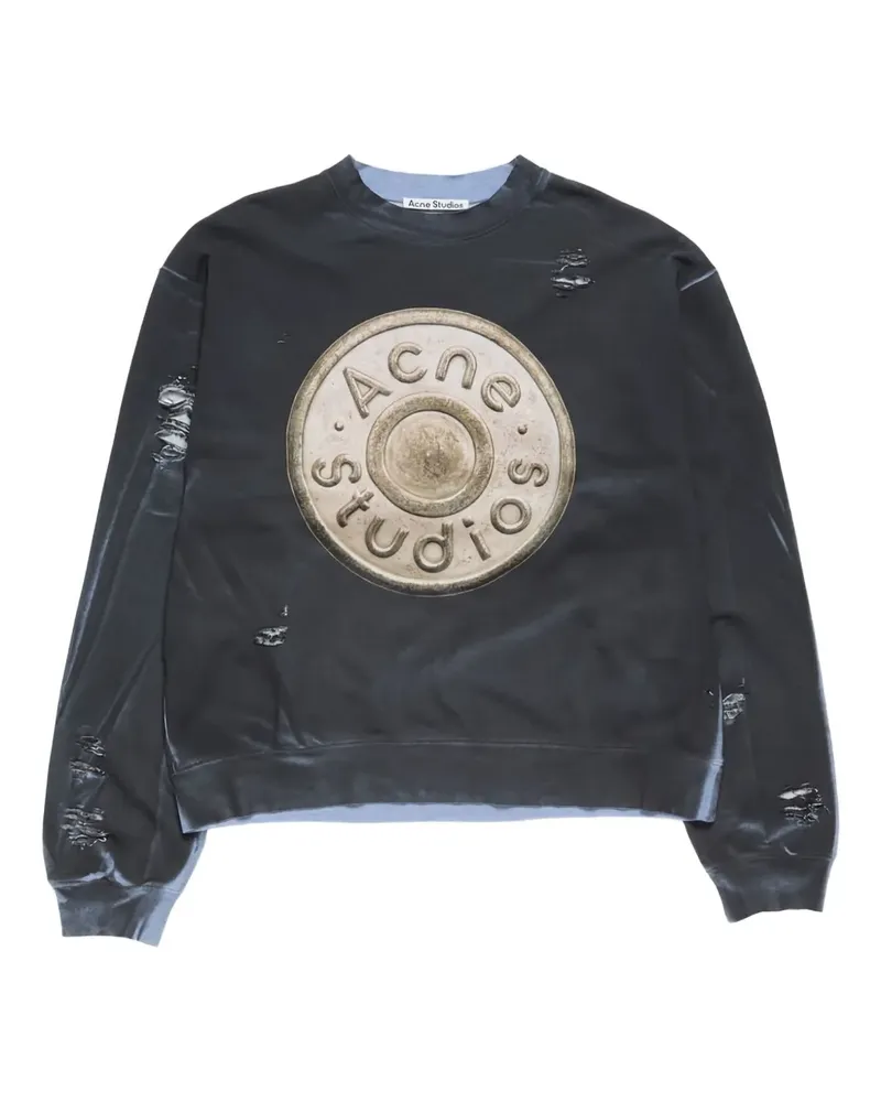 Acne Studios Distressed-Sweatshirt mit Logo-Print - Schwarz Schwarz