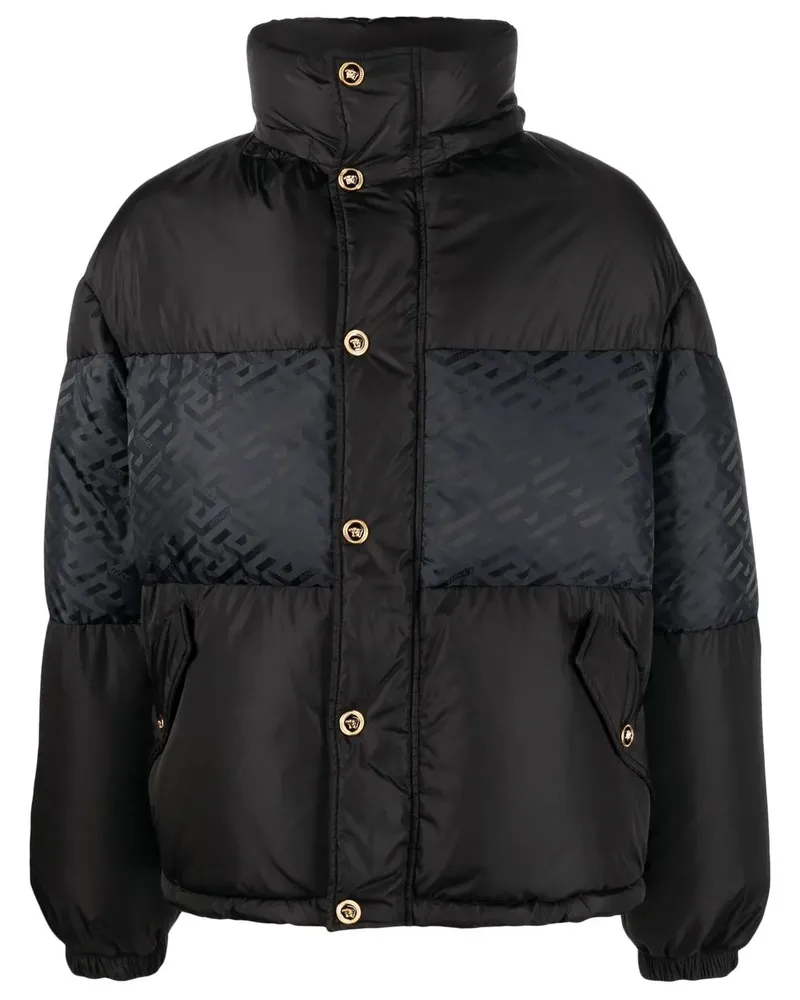 Versace Daunenjacke mit La Greca-Muster - Schwarz Schwarz