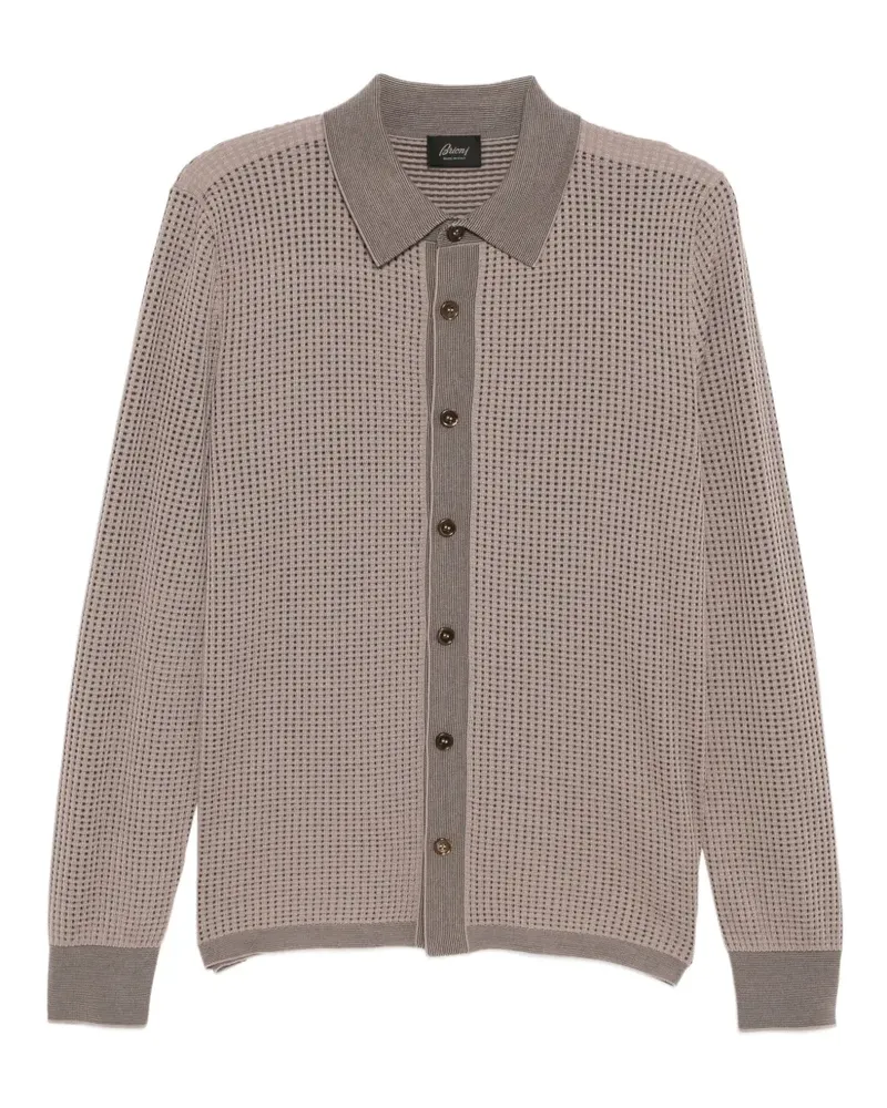 Brioni Jacquard-Hemd - Braun Braun