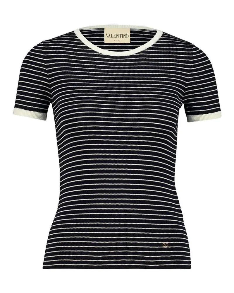 Valentino Garavani Gestreiftes VLogo Signature T-Shirt - Blau Blau