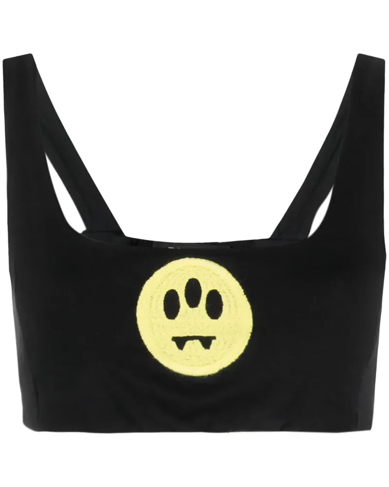 BARROW Cropped-Top mit Smiley-Gesicht - Schwarz Schwarz
