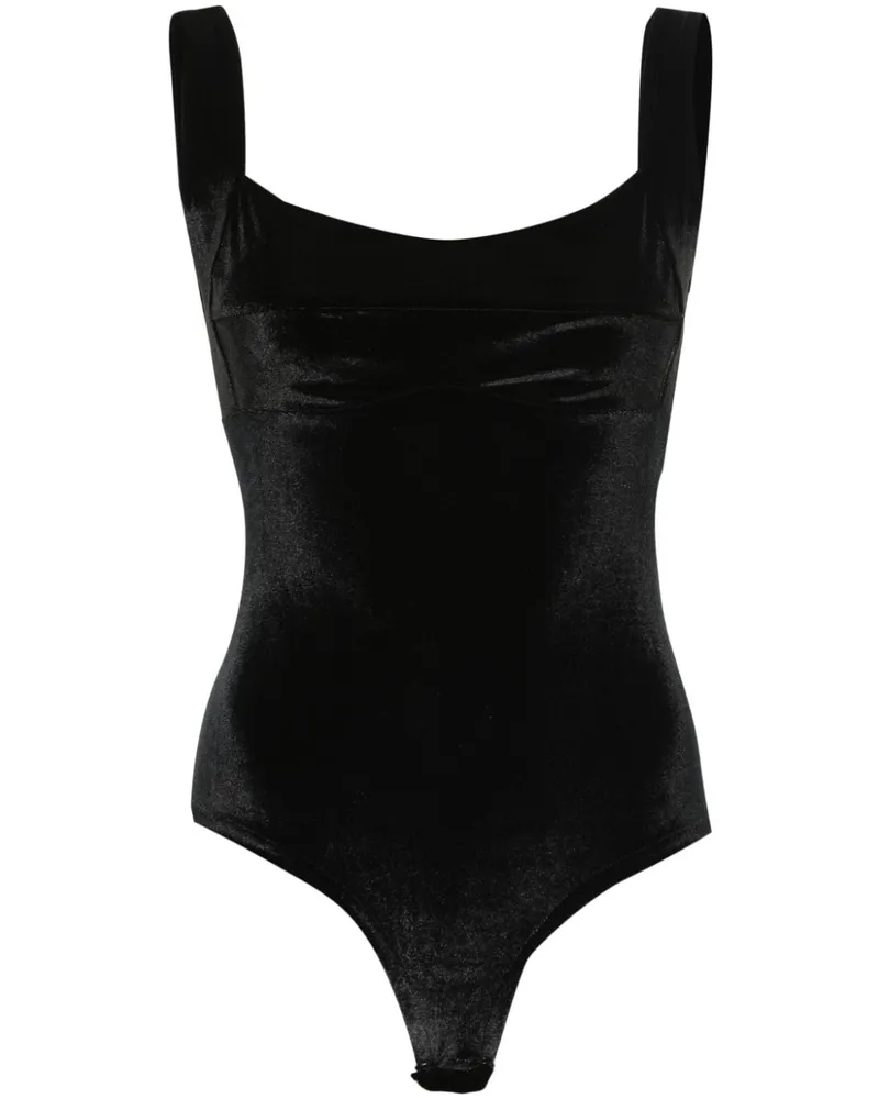 ATU Body Couture Samt-Body mit eckigem Ausschnitt - Schwarz Schwarz