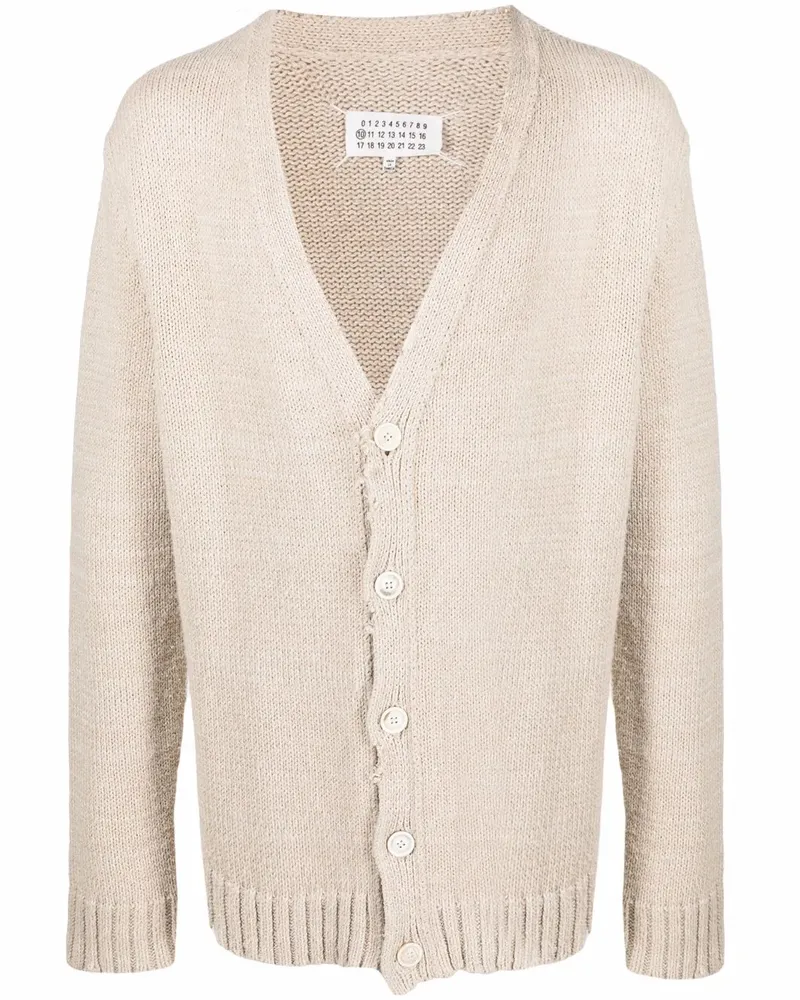 Maison Margiela Cardigan in Distressed-Optik - Nude Nude