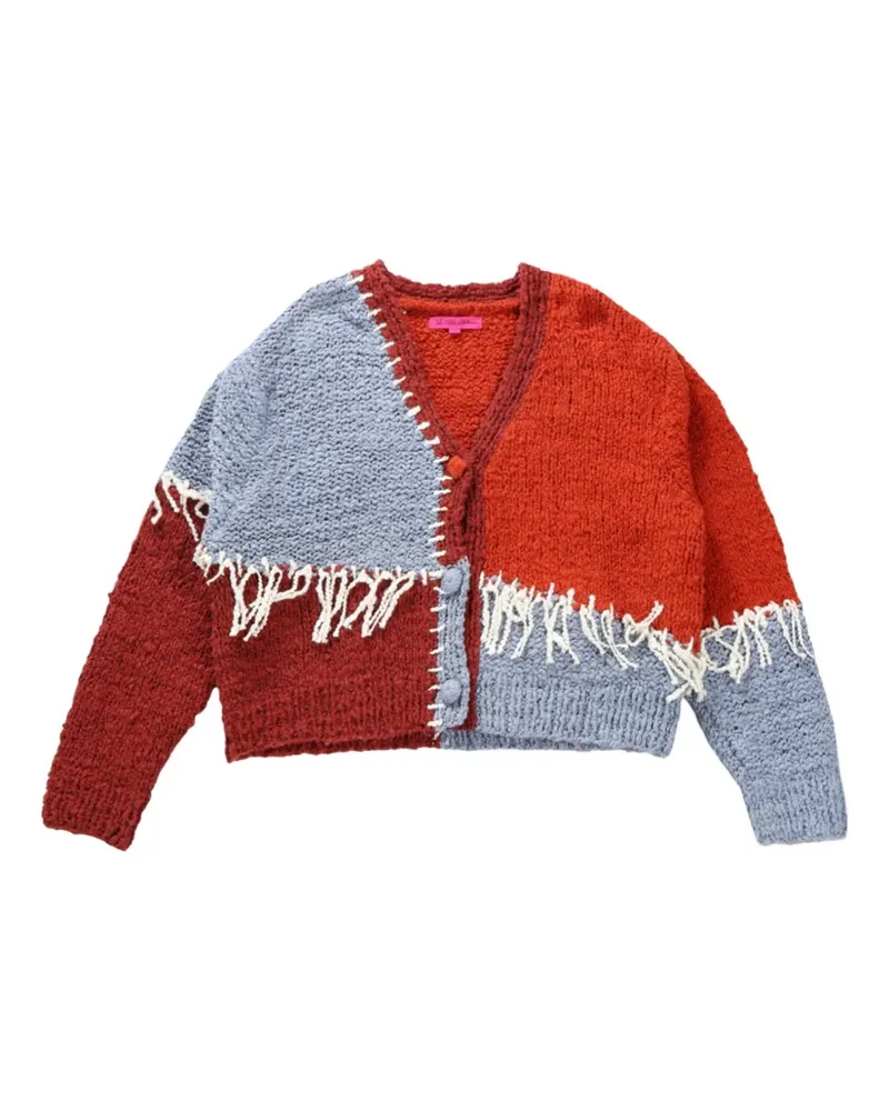 The Elder Statesman frayed patchwork cardigan - Grau Grau