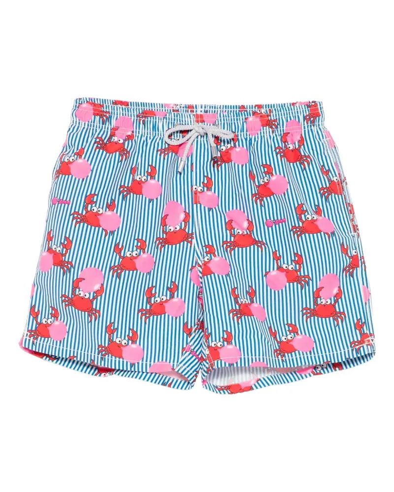 MC2 Saint Barth x Big Babol Gustavia striped crab-print swim shorts - Blau Blau