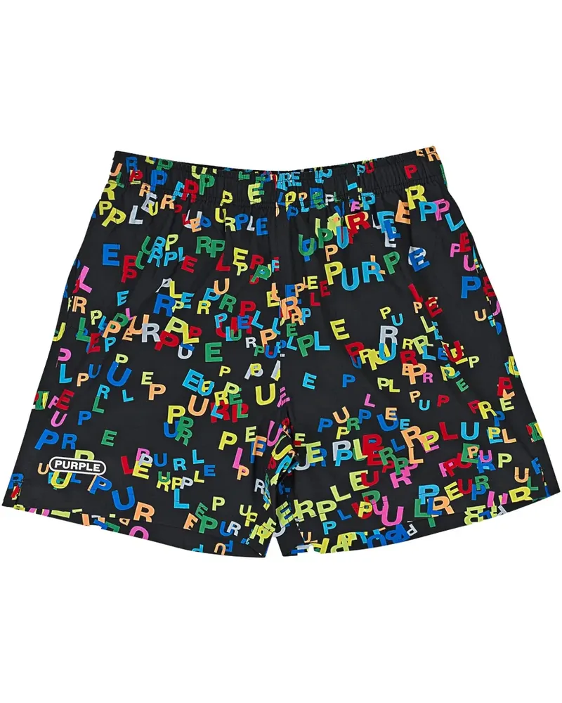 PURPLE BRAND Multicolour" Shorts mit Logo-Print - Schwarz Schwarz