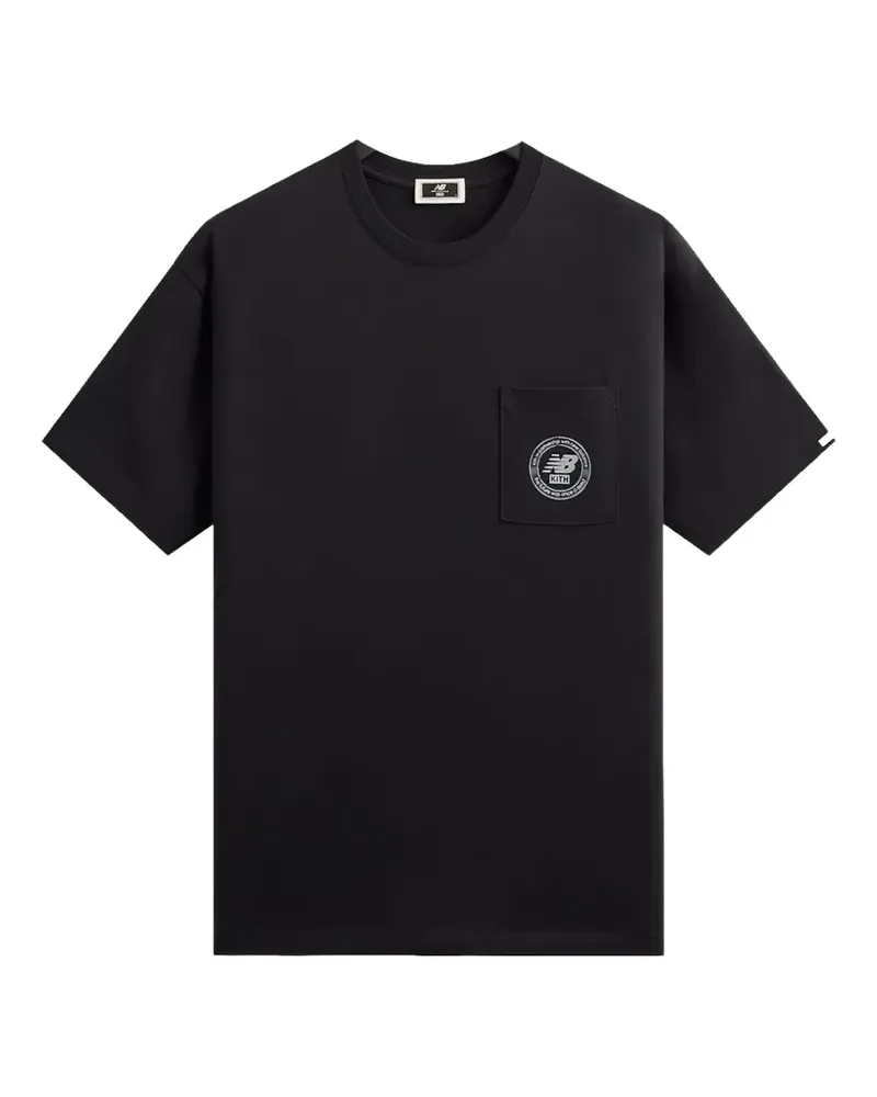 KITH x New Balance Crest T-Shirt mit Tasche - Schwarz Schwarz