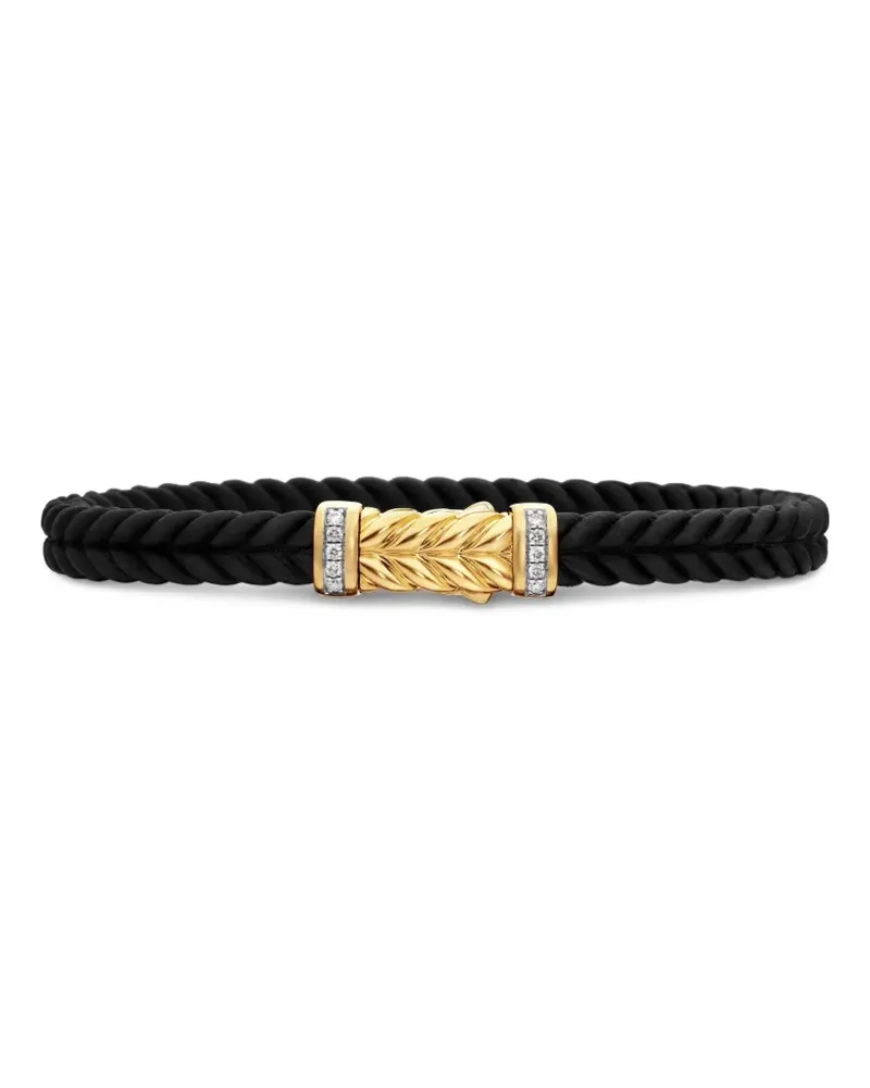 David Yurman 18kt Chevron Gelbgoldarmband (6mm) - Schwarz Schwarz