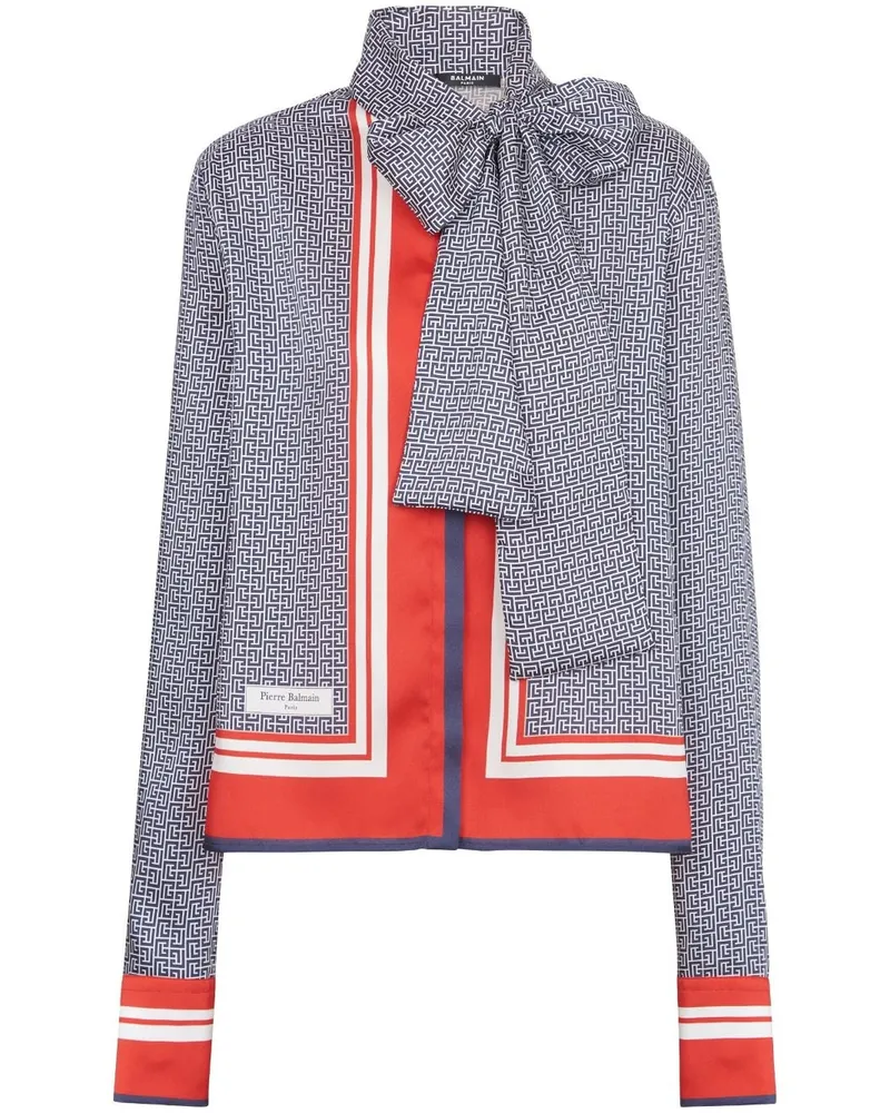 Balmain Schluppenhemd mit Print - Blau Blau