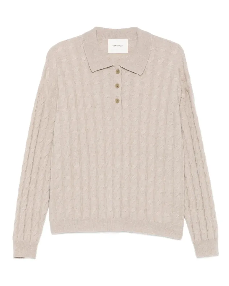 Lisa Yang Polokragen-Pullover mit Zopfmuster - Nude Nude