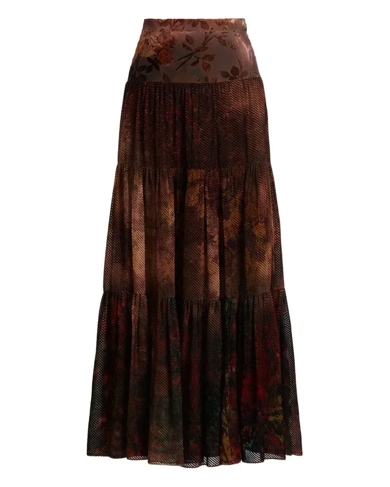 Ralph Lauren tiered floral-pattern maxi skirt - Braun Braun