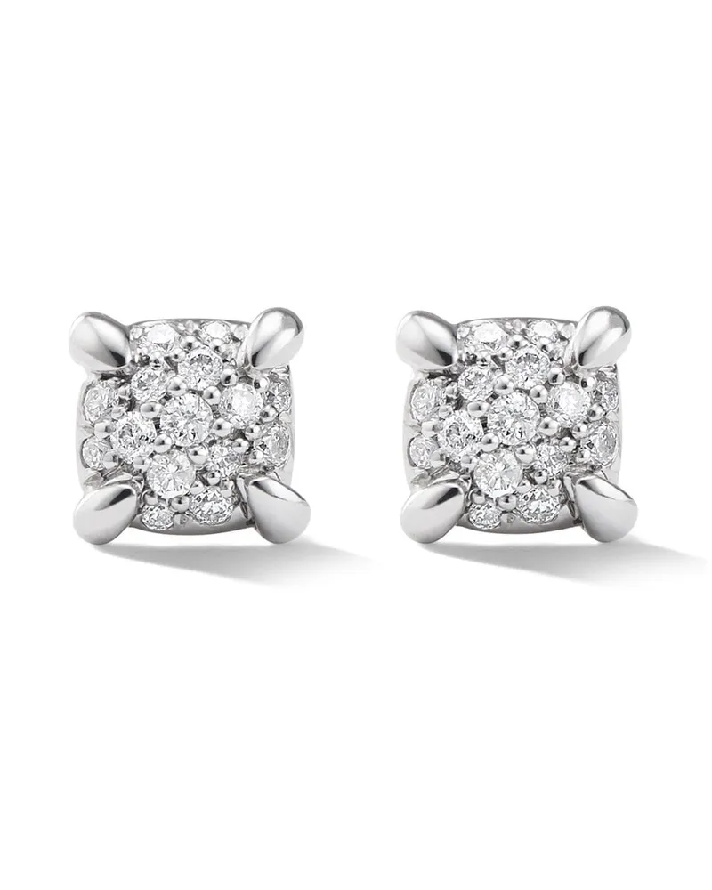 David Yurman 18kt Petite Chatelaine Weißgoldohrstecker mit Diamanten 5mm - Silber Silber