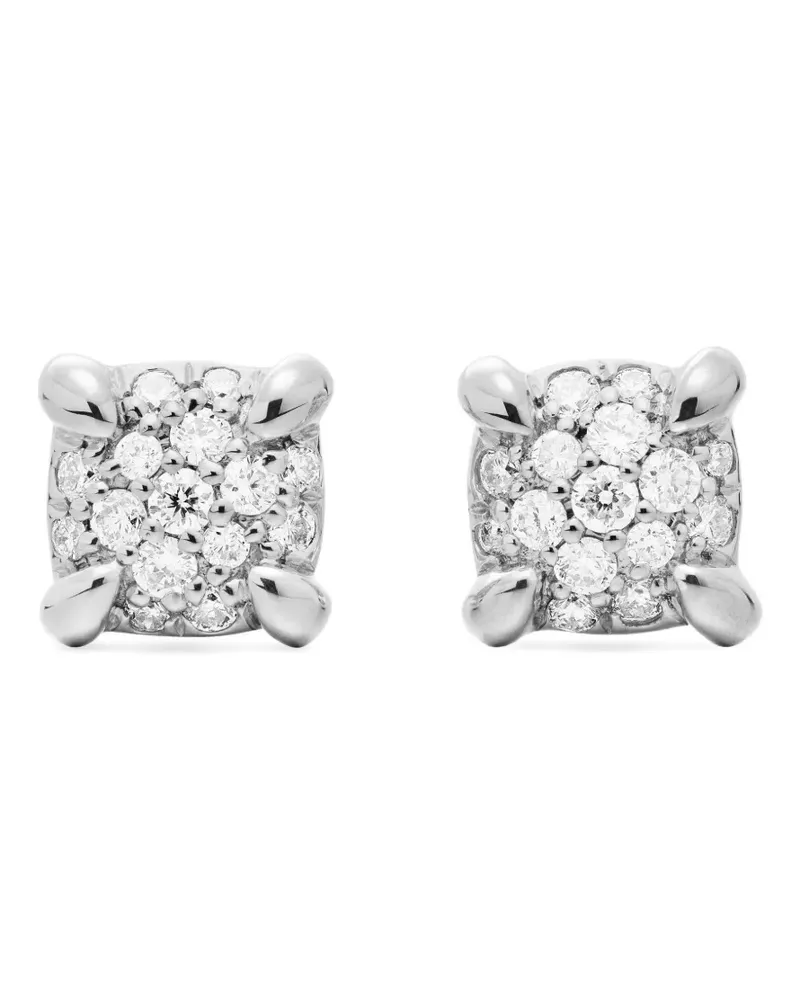 David Yurman 18kt Petite Chatelaine Weißgoldohrstecker mit Diamanten 5mm - Silber Silber